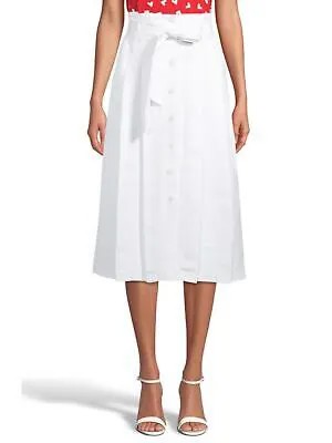 ANNE KLEIN Женская белая юбка-трапеция длиной ниже колена с поясом на работу 2