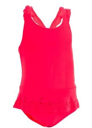 Цельный купальник для девочек с юбкой, размер: 96-102CM 3-4A, цвет: Неоновый Кораллово-Розовый NABAIJI Х Decathlon