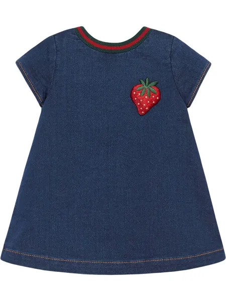 Gucci Kids Baby jersey denim dress with patch