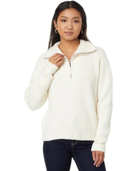 Свитер Lilla P Ribbed 1/2 Zip, слоновая кость