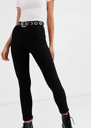 Черные зауженные джинсы с завышенной талией Noisy May Tall Callie-Черный цвет