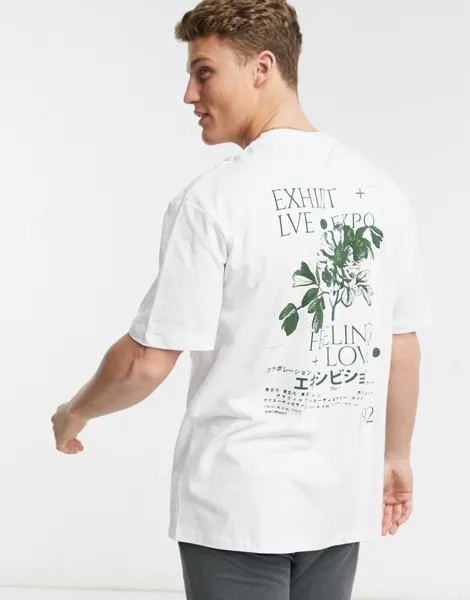 Белая футболка с принтом спереди и сзади Topman экспонат