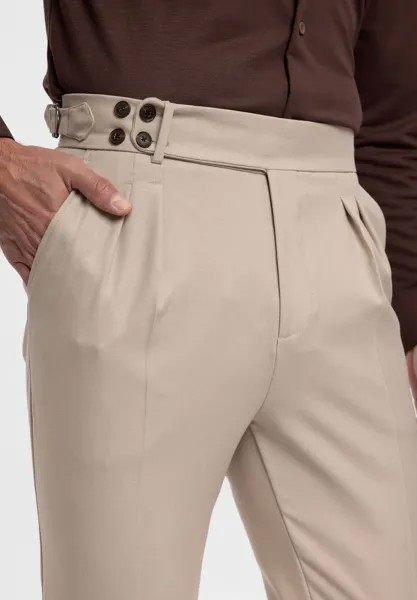 Брюки из ткани High Waist Belt Detailed Antioch, бежевые