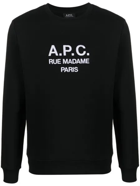 A.P.C. джемпер из органического хлопка с логотипом, черный