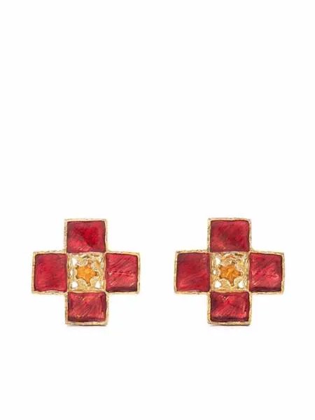 Yves Saint Laurent Pre-Owned декорированные серьги-клипсы