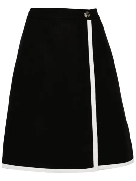 Льняная юбка с запахом Paul Smith, черный