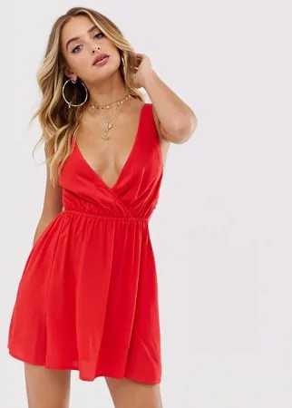 Красный пляжный сарафан с завязкой сзади ASOS DESIGN