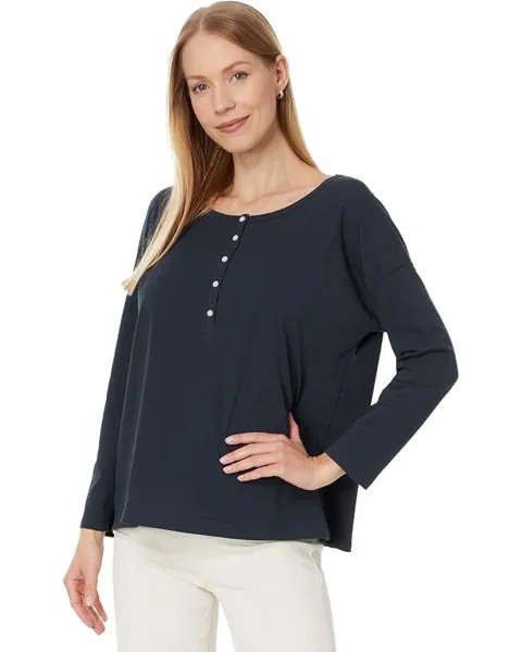Футболка Lilla P Relaxed Henley, темно-синий