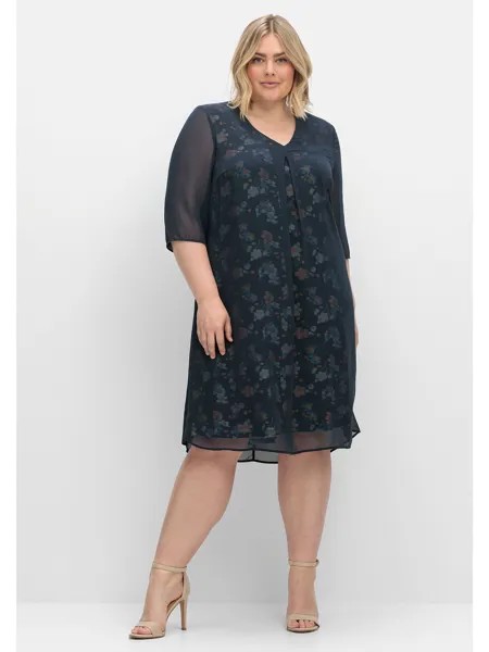 Платье sheego Chiffon, цвет nachtblau bedruckt
