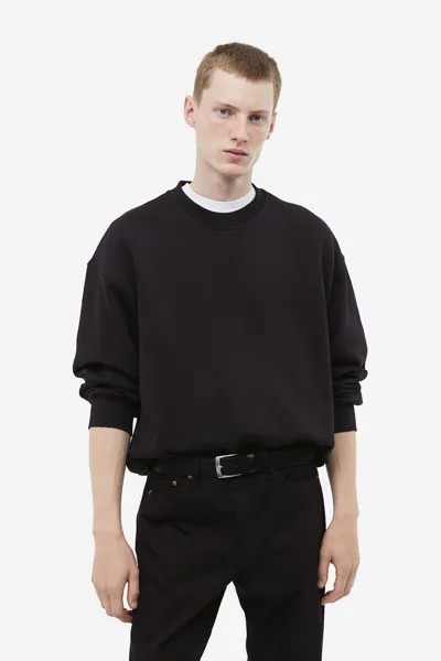 Хлопковая толстовка оверсайз-фита H&M, черный