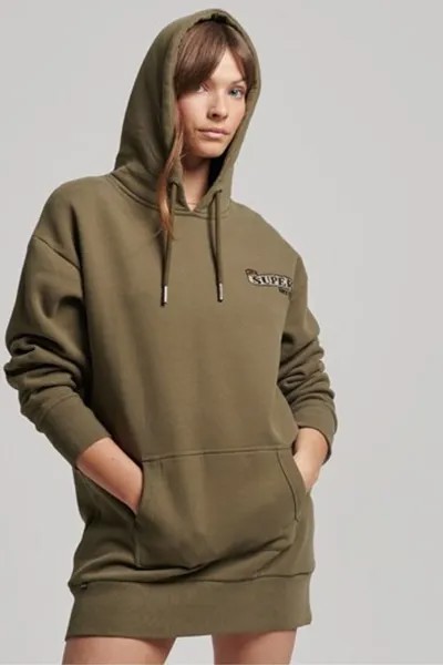 Платье-толстовка с татуировкой и худи Superdry, зеленый