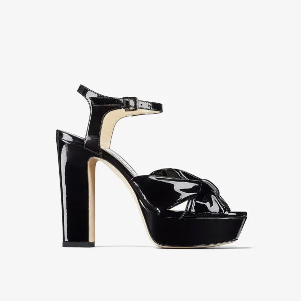 Туфли Heloise 120 на платформе из лакированной кожи с завязанными ремешками Jimmy Choo, черный