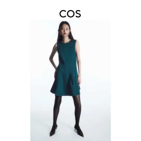 Платье-мини облегающее Cos плиссированное, бирюзовый