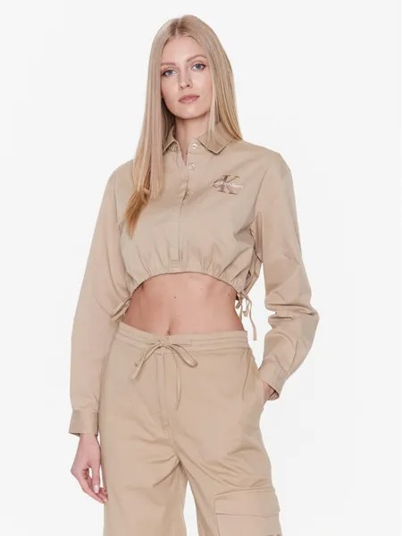 Укороченная рубашка Calvin Klein, бежевый