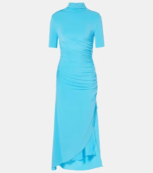 Платье миди асимметричного кроя с драпировкой Alaïa, цвет amazonite