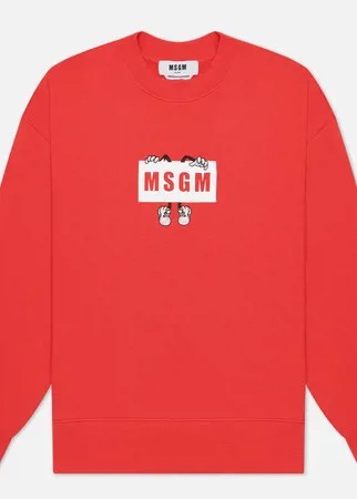 Мужская толстовка MSGM Box Comics Crew Neck, цвет красный, размер M