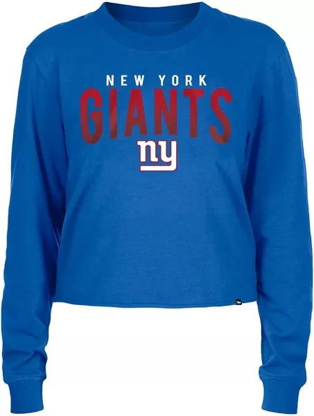 Синий спортивный укороченный топ с длинными рукавами New Era для женщин New York Giants