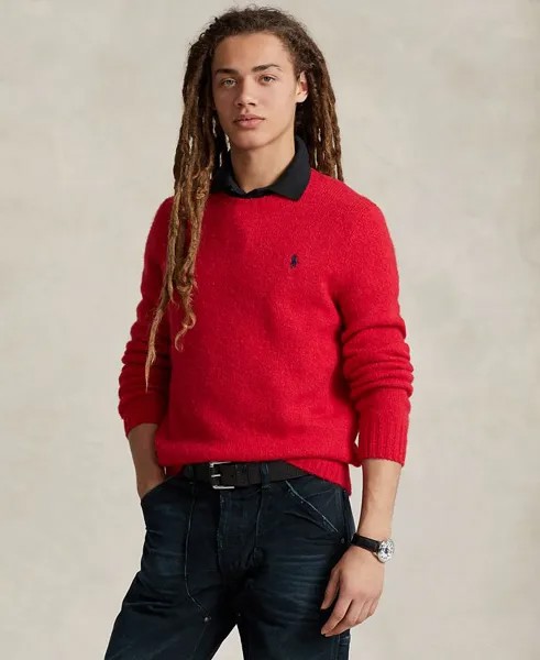 Мужской пушистый свитер из смесовой шерсти Polo Ralph Lauren, красный
