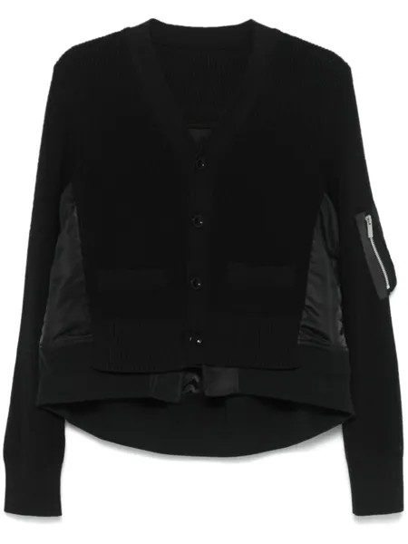 Sacai кардиган со вставками, черный