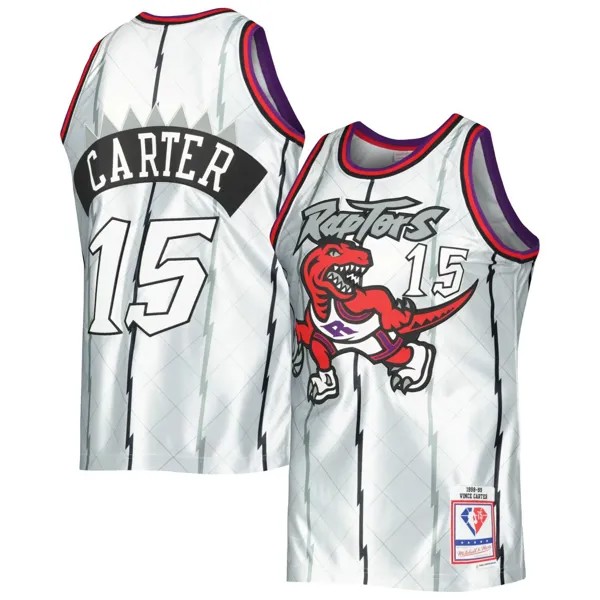 Мужская майка Mitchell & Ness Vince Carter Platinum Toronto Raptors 1998-99 Hardwood Classics, посвященная 75-летию Swingman