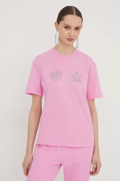 Хлопковая футболка Chiara Ferragni, розовый