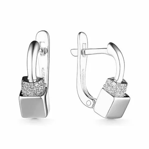 Серьги Яхонт, белое золото, 585 проба, фианит, , бесцветный
