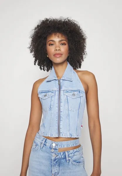 Блузка Halterneck Zip Tommy Jeans, цвет denim light