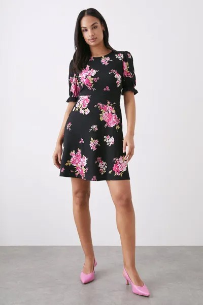 Мини-платье с цветочным принтом Dorothy Perkins, черный
