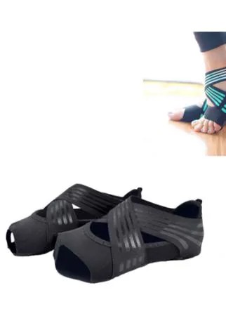Носки для йоги противоскользящие (черные, размер 37-38)