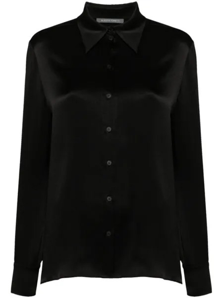 Alberta Ferretti атласная рубашка с длинными рукавами, черный