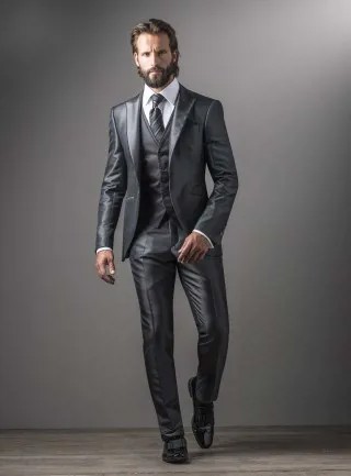 Классический мужской костюм Terno Masculino D6, серый сатиновый смокинг из 3 предметов