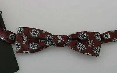 Мужской галстук-бабочка DOLCE - GABBANA бордо-бордовый, из шелка со львом, с регулируемым воротником, рекомендуемая розничная цена 200 долларов США.