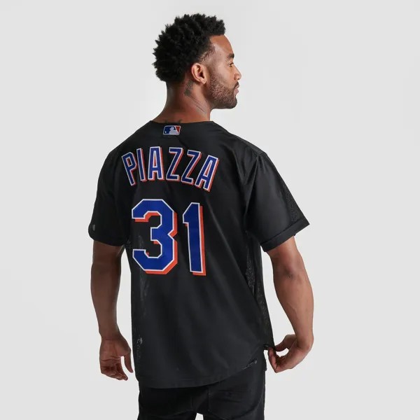 Мужская бейсбольная майка с пуговицами спереди Mitchell & Ness New York Mets MLB Mike Piazza 2000, черный