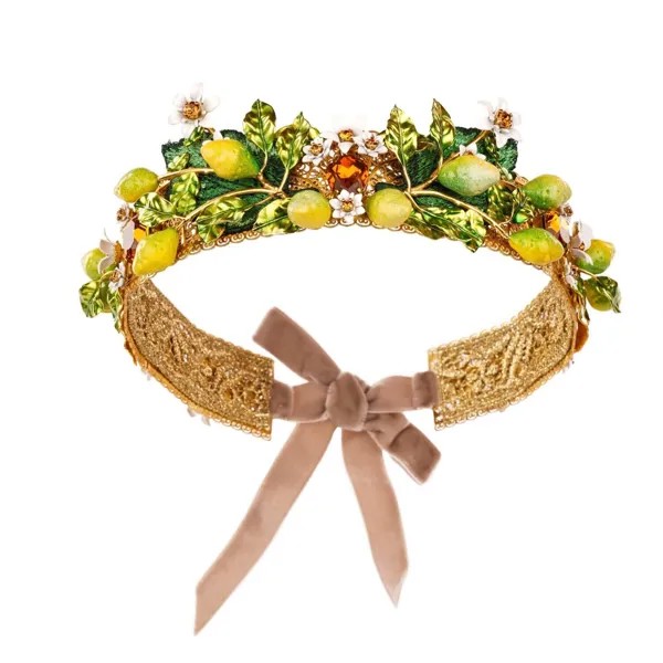 DOLCE - GABBANA Кристаллический цветок Лимонная филигранная диадема Тиара Корона Золото 09491