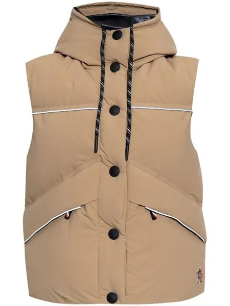 Moncler Grenoble жилет с капюшоном на пуговицах, нейтральный цвет