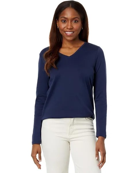 Футболка L.L.Bean Petite Pima Shaped V-Neck, цвет Raven Blue