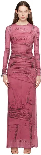 Розовое платье-макси с круглым вырезом Blumarine