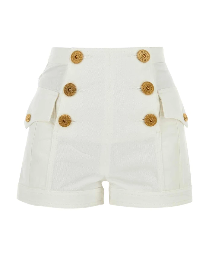 Джинсовые шорты Balmain, белый