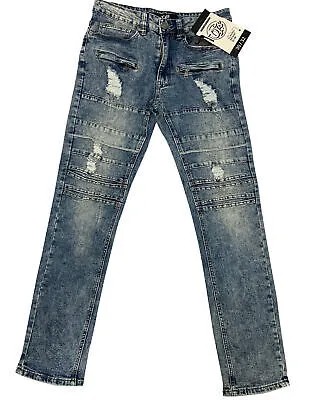 Винтажные байкерские джинсы OPS с эффектом потертости