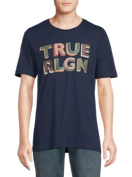 Футболка с логотипом и графическим рисунком True Religion, цвет Dress Blue