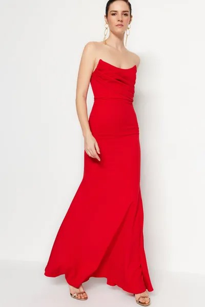 Платье вечернее Trendyol с воротником, красный