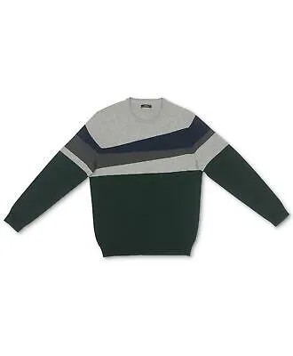 ALFANI Мужской зеленый свитер с цветными блоками и круглым вырезом S