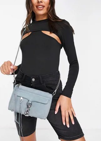 Голубая сумка через плечо с цепочкой и карабином Rebecca Minkoff-Голубой