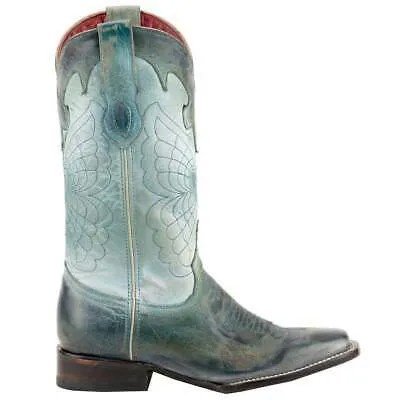 Женские синие повседневные ботинки Ferrini Italia Glacier Square Toe Cowboy 82671-43