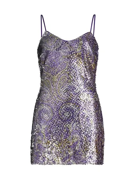 Мини-платье Tanya, расшитое пайетками Ramy Brook, цвет maui lilac paisley sequin