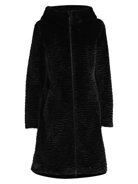 Пальто из искусственного меха с капюшоном Donna Karan New York, черный