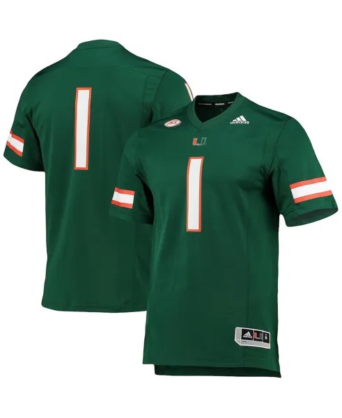 Мужская # 1 зеленая футбольная майка miami hurricanes team premier adidas, зеленый