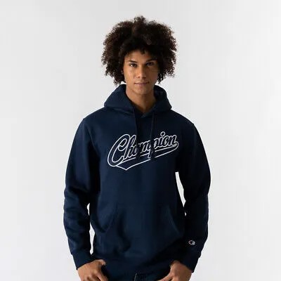 Толстовка с капюшоном Champion Heavy Fleece Vintage Logo Мужская темно-синяя