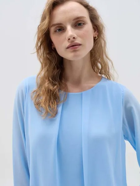 Полупрозрачная однотонная блузка Hybrid, цвет soft blue