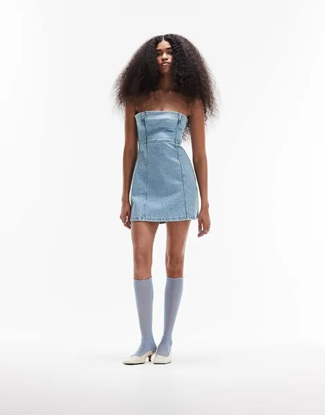 Джинсовое мини-платье без бретелек ASOS DESIGN